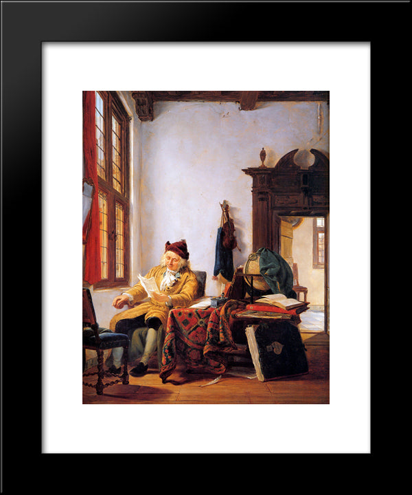 Merchant At A Table Near Window 20x24 Black Modern Wood Framed Art Print Poster by van Strij, Abraham