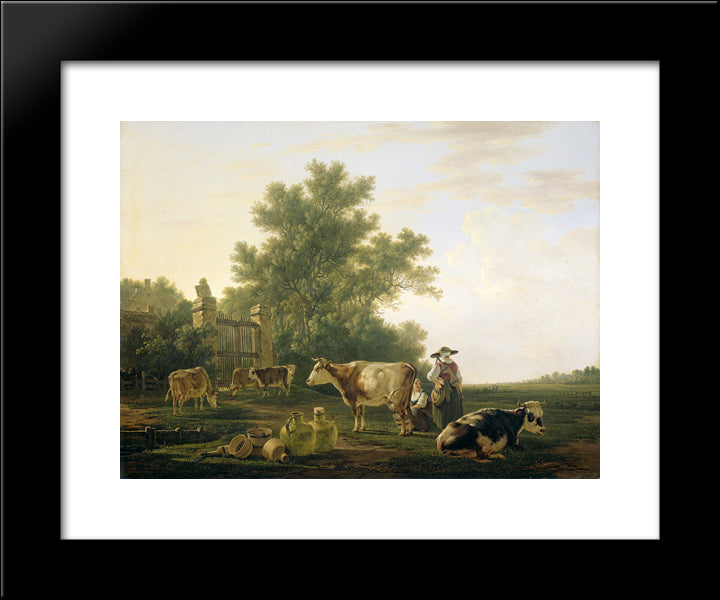 Milking Time 20x24 Black Modern Wood Framed Art Print Poster by van Strij, Abraham