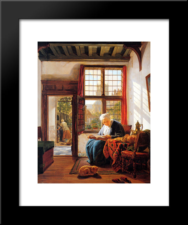 Reading Old Woman At Window 20x24 Black Modern Wood Framed Art Print Poster by van Strij, Abraham