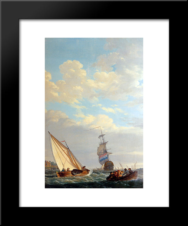 Sailing Of The Dordrecht 20x24 Black Modern Wood Framed Art Print Poster by van Strij, Abraham