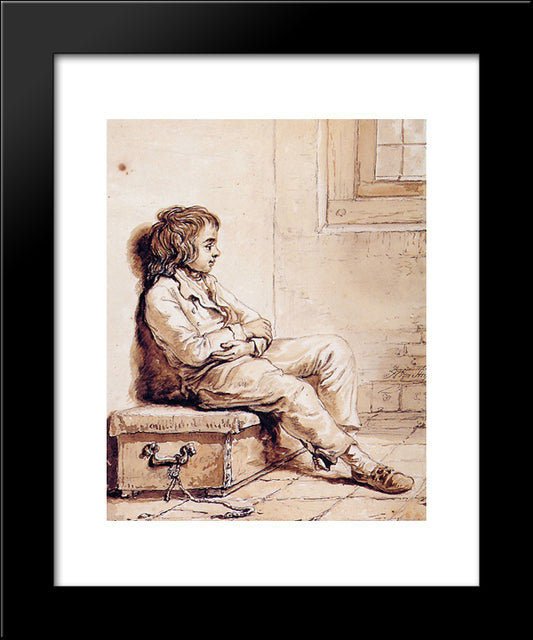 Sitting Boy 20x24 Black Modern Wood Framed Art Print Poster by van Strij, Abraham