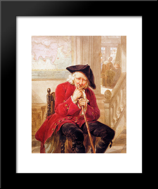 Sitting Old Man Waiting In Hall 20x24 Black Modern Wood Framed Art Print Poster by van Strij, Abraham
