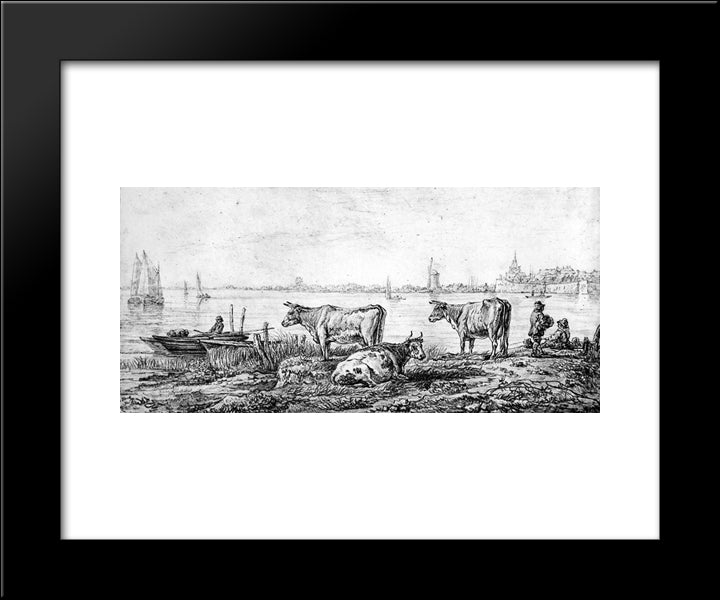 View On Dordrecht 20x24 Black Modern Wood Framed Art Print Poster by van Strij, Abraham