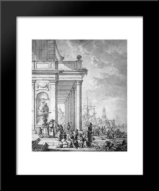 View On Mediterrian Port 20x24 Black Modern Wood Framed Art Print Poster by van Strij, Abraham