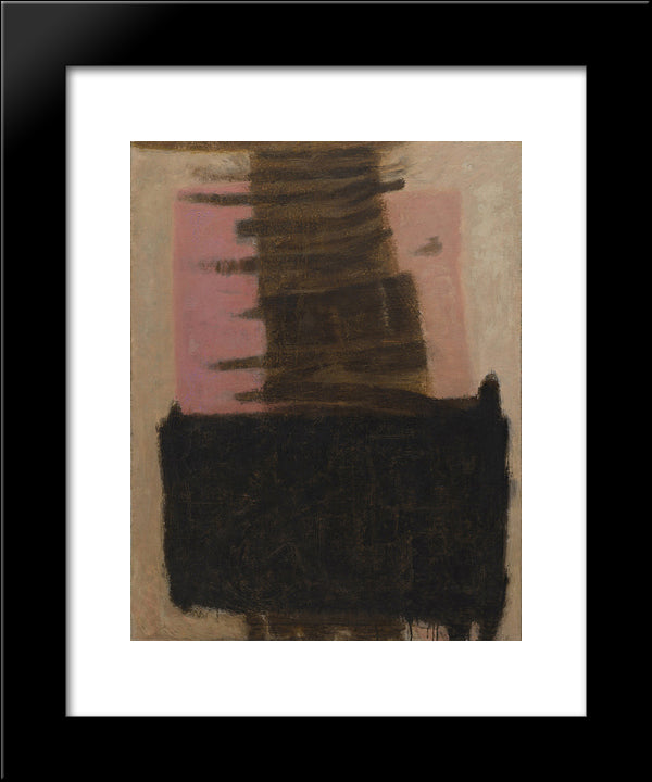 Composition In Black & Ochre 20x24 Black Modern Wood Framed Art Print Poster by Yunkers, Adja