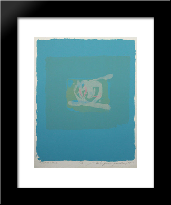 Plentitude In Blue 20x24 Black Modern Wood Framed Art Print Poster by Yunkers, Adja