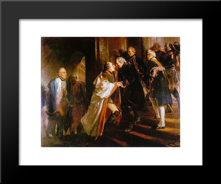 Begegngung Mit Kaiser Joseph Ii In Neisse 20x24 Black Modern Wood Framed Art Print Poster by Menzel, Adolph