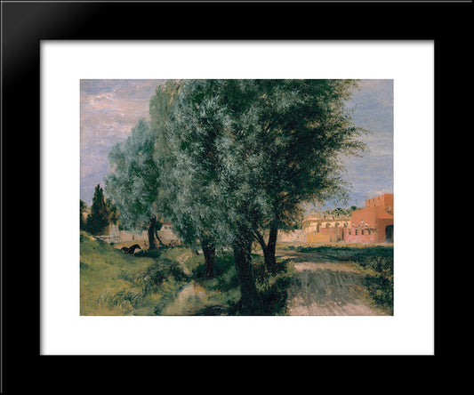 Building Site With Willows 20x24 Black Modern Wood Framed Art Print Poster by Menzel, Adolph