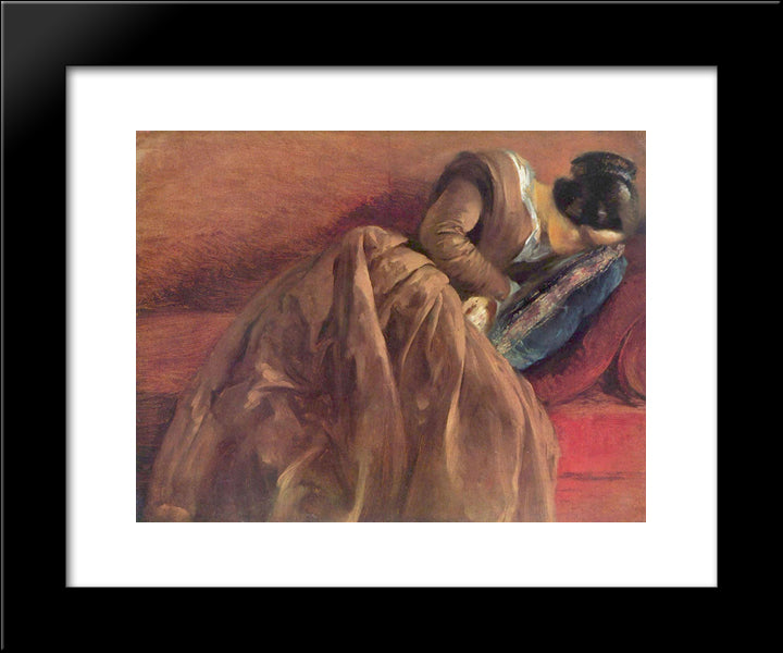 Emilie Menzel Asleep 20x24 Black Modern Wood Framed Art Print Poster by Menzel, Adolph