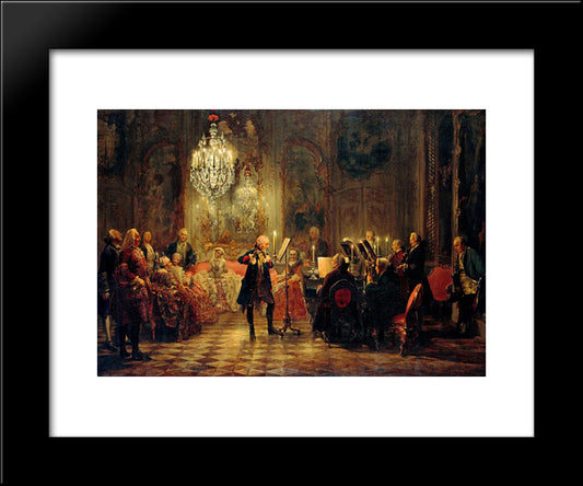 Flute Concert With Frederick The Great In Sanssouci 20x24 Black Modern Wood Framed Art Print Poster by Menzel, Adolph