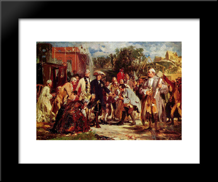 Friedrich Der Grosse Auf Reisen 20x24 Black Modern Wood Framed Art Print Poster by Menzel, Adolph