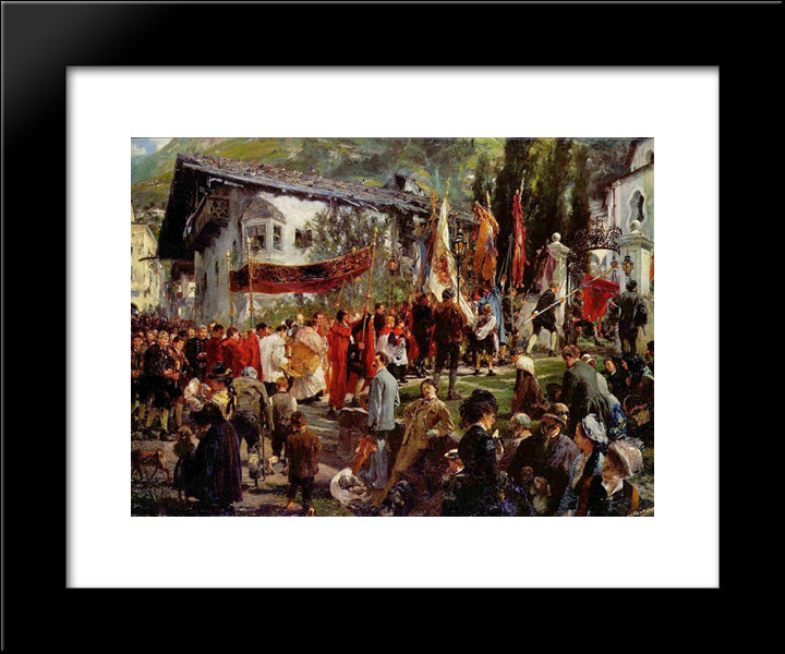 Fronleichnamsprozession In Hofgastein 20x24 Black Modern Wood Framed Art Print Poster by Menzel, Adolph