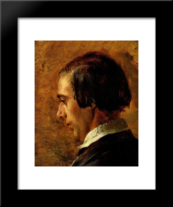 Portrait Of Menzel'S Brother Richard 20x24 Black Modern Wood Framed Art Print Poster by Menzel, Adolph