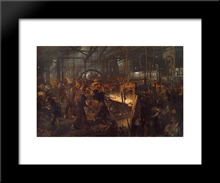 The Iron Rolling Mill (Modern Cyclopes) 20x24 Black Modern Wood Framed Art Print Poster by Menzel, Adolph