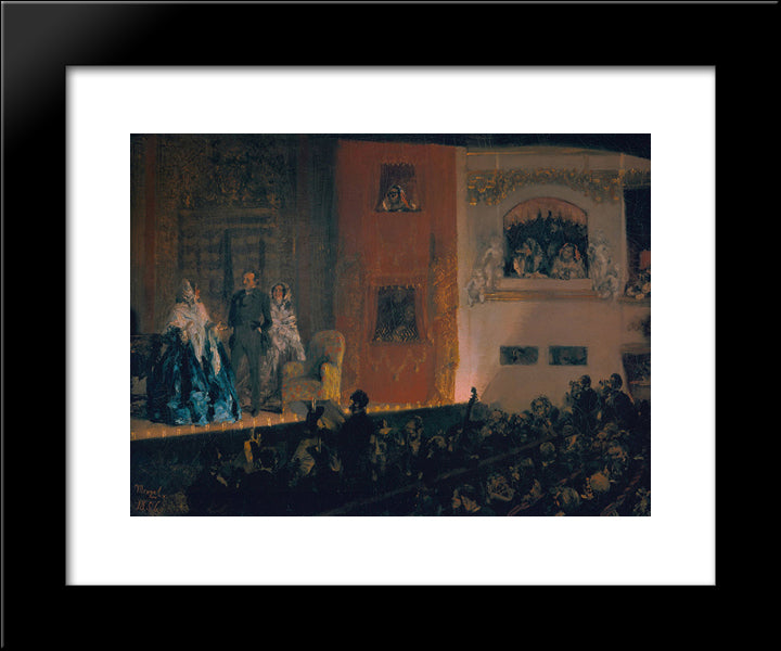 Theatre Du Gymnase In Paris 20x24 Black Modern Wood Framed Art Print Poster by Menzel, Adolph