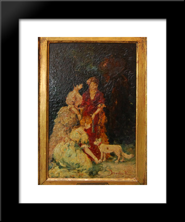 Elegant Gathering 20x24 Black Modern Wood Framed Art Print Poster by Monticelli, Adolphe Joseph Thomas