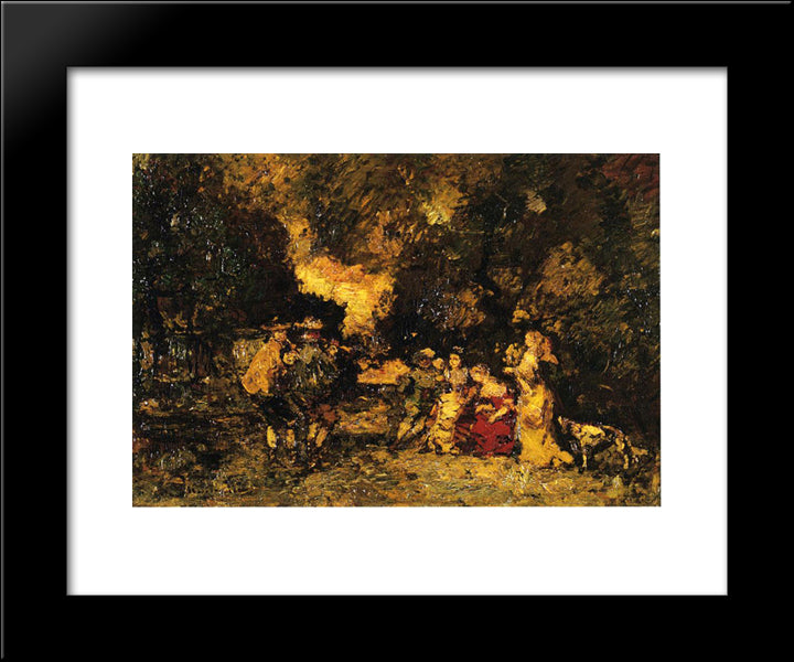 Garden Party 20x24 Black Modern Wood Framed Art Print Poster by Monticelli, Adolphe Joseph Thomas