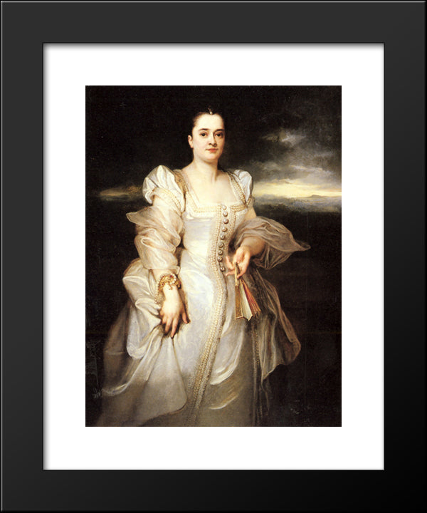 Portrait Of A Woman 20x24 Black Modern Wood Framed Art Print Poster by Monticelli, Adolphe Joseph Thomas