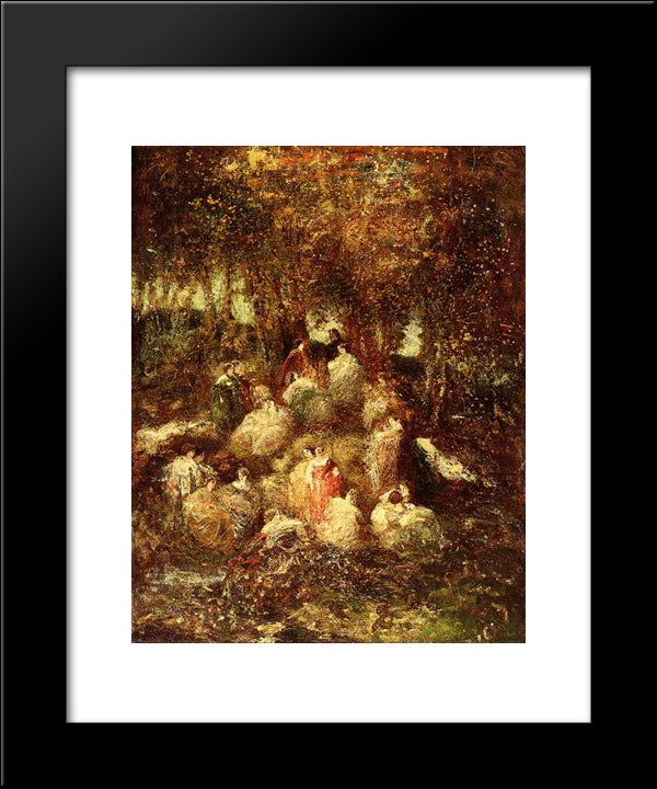 Rural Scene 20x24 Black Modern Wood Framed Art Print Poster by Monticelli, Adolphe Joseph Thomas