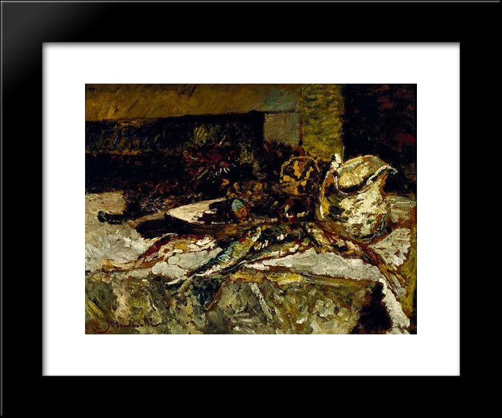 Still Life With Sardines And Sea-Urchins 20x24 Black Modern Wood Framed Art Print Poster by Monticelli, Adolphe Joseph Thomas