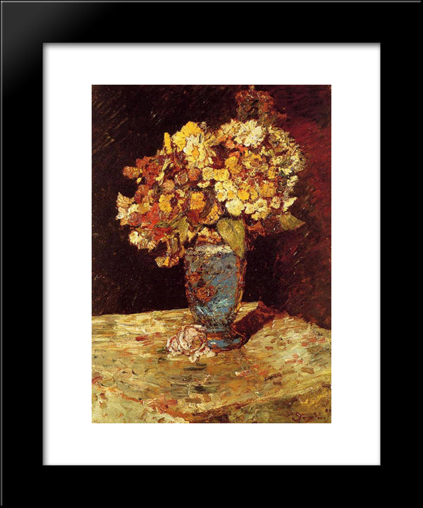 Still Life With Wild And Garden Flowers 20x24 Black Modern Wood Framed Art Print Poster by Monticelli, Adolphe Joseph Thomas