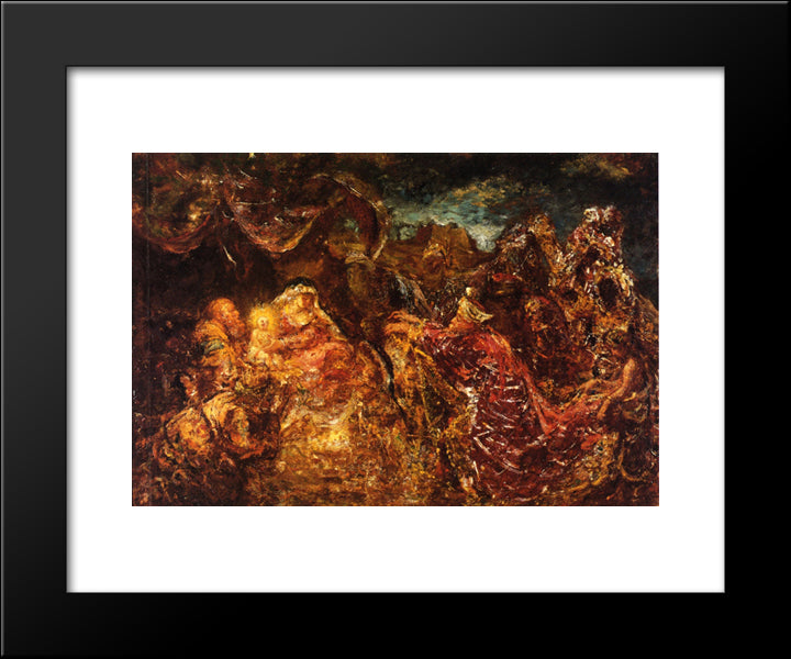 The Adoration Of The Magi 20x24 Black Modern Wood Framed Art Print Poster by Monticelli, Adolphe Joseph Thomas