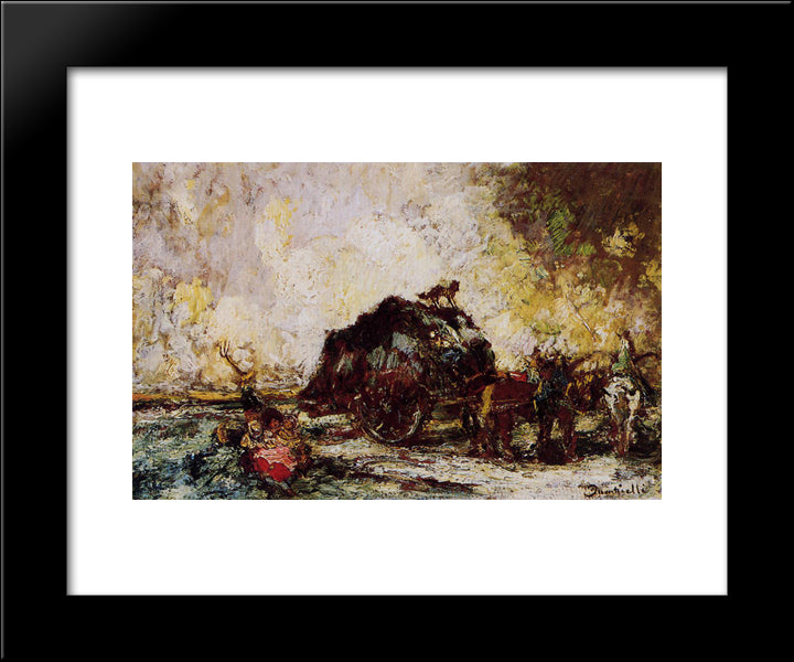 The Hay Card 20x24 Black Modern Wood Framed Art Print Poster by Monticelli, Adolphe Joseph Thomas