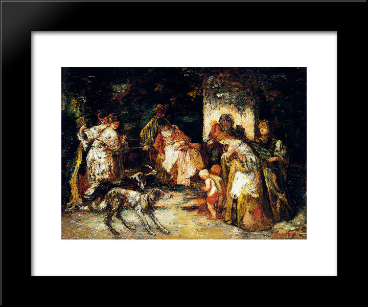The Offering 20x24 Black Modern Wood Framed Art Print Poster by Monticelli, Adolphe Joseph Thomas