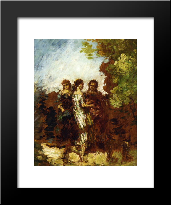 Three Friends 20x24 Black Modern Wood Framed Art Print Poster by Monticelli, Adolphe Joseph Thomas