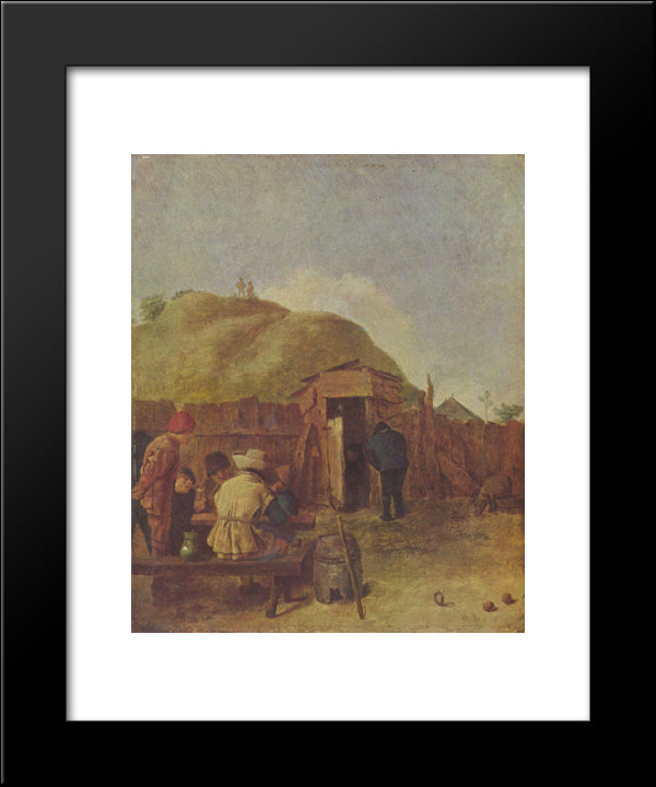 Drinkers In The Yard 20x24 Black Modern Wood Framed Art Print Poster by Brouwer, Adriaen