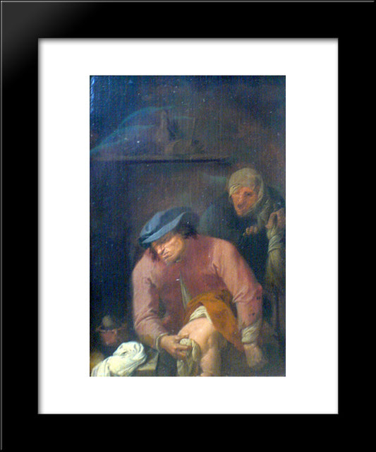 Father'S Of Unpleasant Duties 20x24 Black Modern Wood Framed Art Print Poster by Brouwer, Adriaen