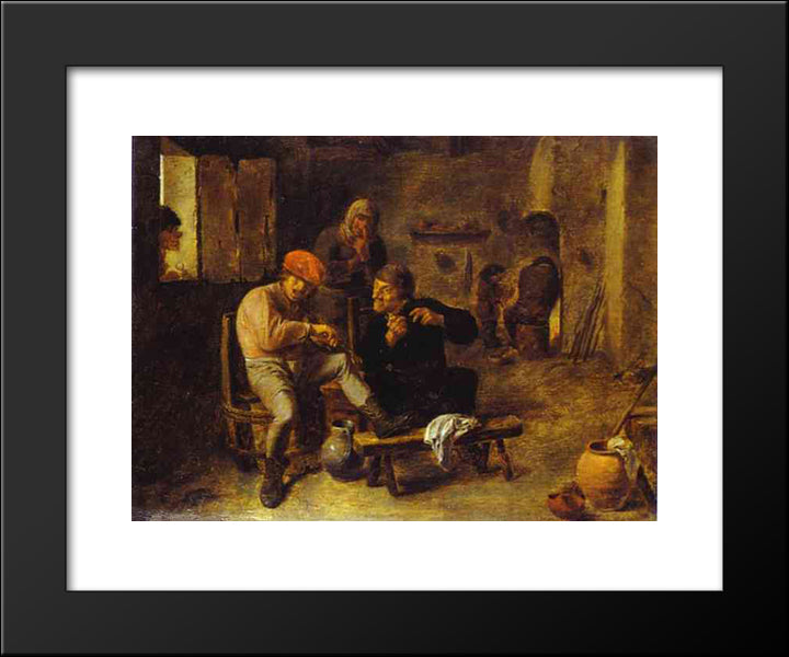 In The Tavern 20x24 Black Modern Wood Framed Art Print Poster by Brouwer, Adriaen