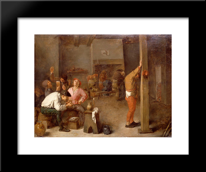 Interior Of A Tavern 20x24 Black Modern Wood Framed Art Print Poster by Brouwer, Adriaen