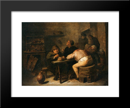 Interior With Smokers 20x24 Black Modern Wood Framed Art Print Poster by Brouwer, Adriaen