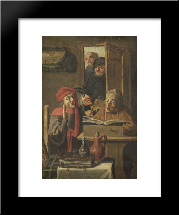 Musical Company 20x24 Black Modern Wood Framed Art Print Poster by Brouwer, Adriaen
