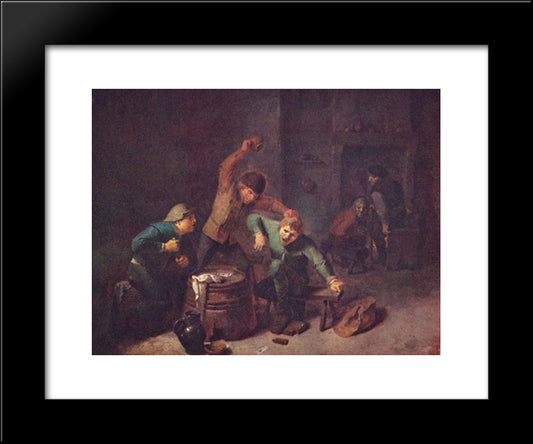 Smallholders Playing Cards 20x24 Black Modern Wood Framed Art Print Poster by Brouwer, Adriaen