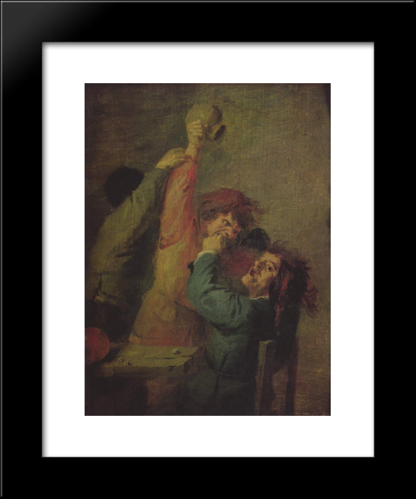 Smallholders Playing Dice 20x24 Black Modern Wood Framed Art Print Poster by Brouwer, Adriaen