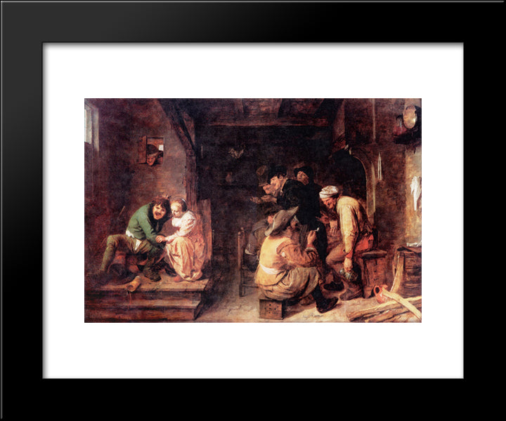 Tavern Scene 20x24 Black Modern Wood Framed Art Print Poster by Brouwer, Adriaen