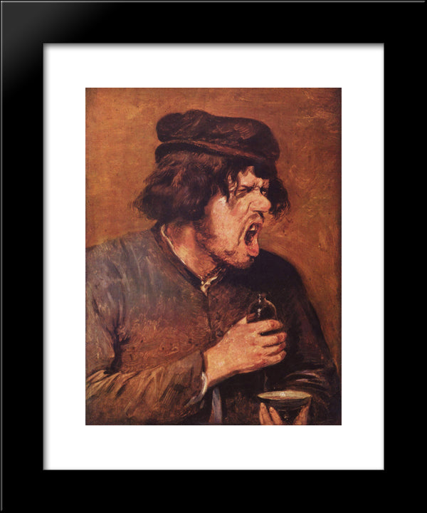 The Bitter Drunk 20x24 Black Modern Wood Framed Art Print Poster by Brouwer, Adriaen