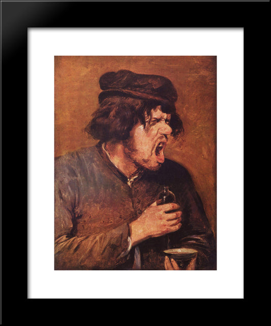 The Bitter Drunk 20x24 Black Modern Wood Framed Art Print Poster by Brouwer, Adriaen