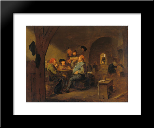 The Master Of Drinking 20x24 Black Modern Wood Framed Art Print Poster by Brouwer, Adriaen