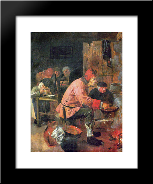 The Pancake Baker 20x24 Black Modern Wood Framed Art Print Poster by Brouwer, Adriaen