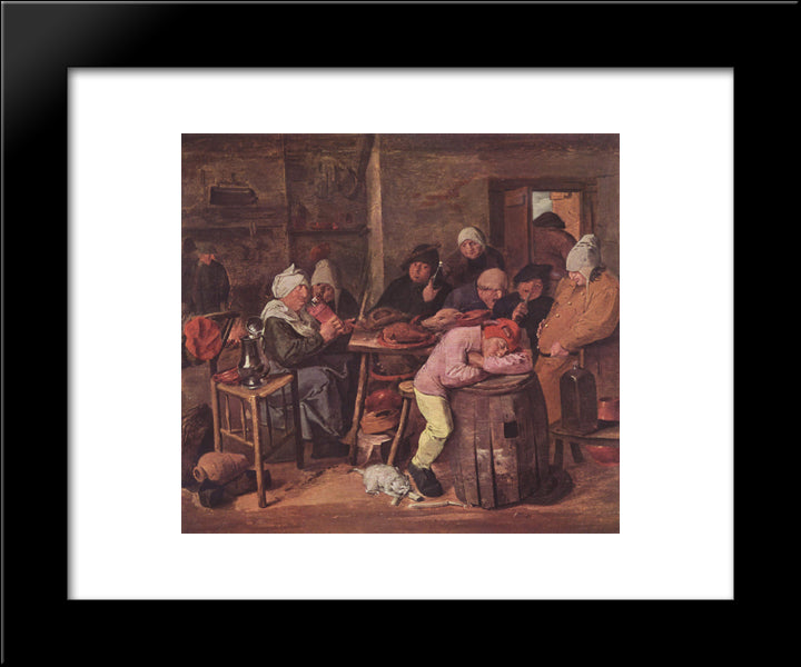 The Schlachtfest 20x24 Black Modern Wood Framed Art Print Poster by Brouwer, Adriaen