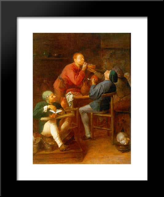 The Smokers Or The Peasants Of Moerdijk 20x24 Black Modern Wood Framed Art Print Poster by Brouwer, Adriaen