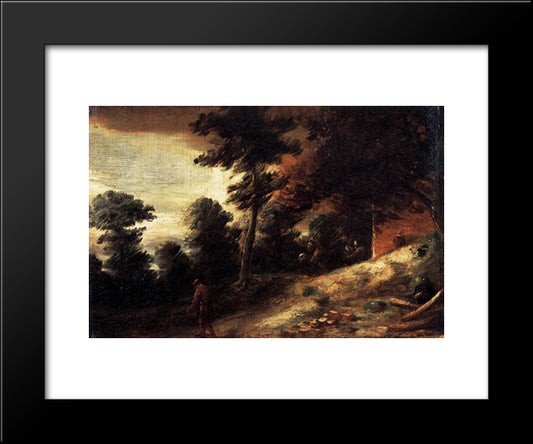 Twilight Landscape 20x24 Black Modern Wood Framed Art Print Poster by Brouwer, Adriaen