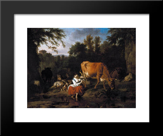 A Classical Landscape 20x24 Black Modern Wood Framed Art Print Poster by Velde, Adriaen van de