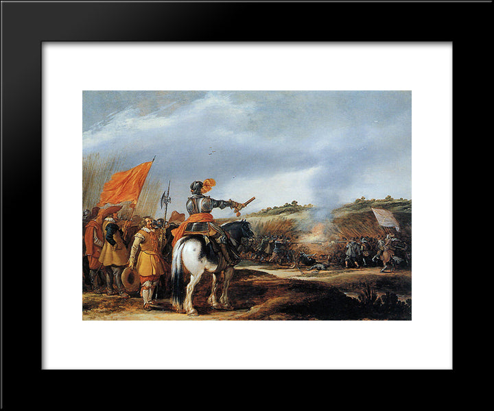 Battle 20x24 Black Modern Wood Framed Art Print Poster by Velde, Adriaen van de