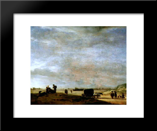 Beach At Scheveningen 20x24 Black Modern Wood Framed Art Print Poster by Velde, Adriaen van de