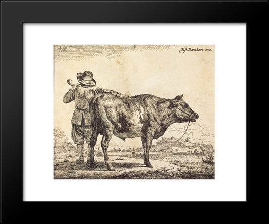 Bull 20x24 Black Modern Wood Framed Art Print Poster by Velde, Adriaen van de