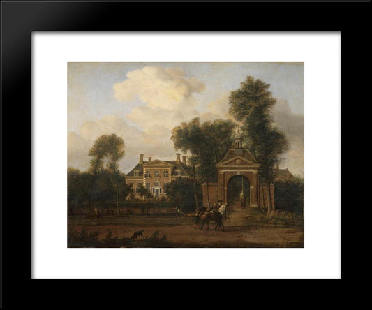 Harteveld House On The Vecht In Utrecht 20x24 Black Modern Wood Framed Art Print Poster by Velde, Adriaen van de